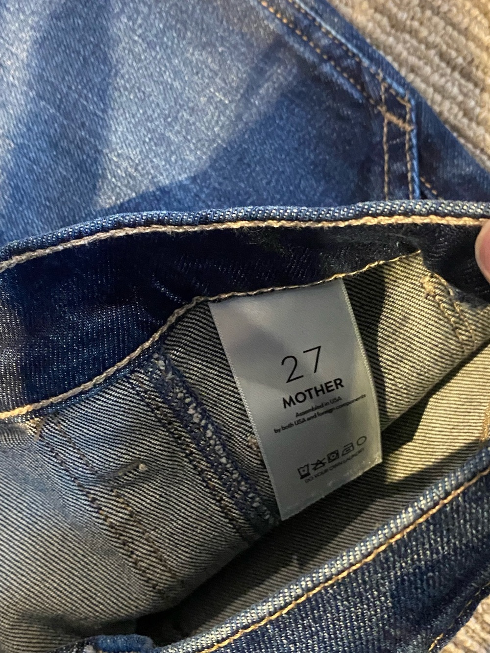 Dark Blue Patchwork Workwear Jeans - Picture 2 of 3